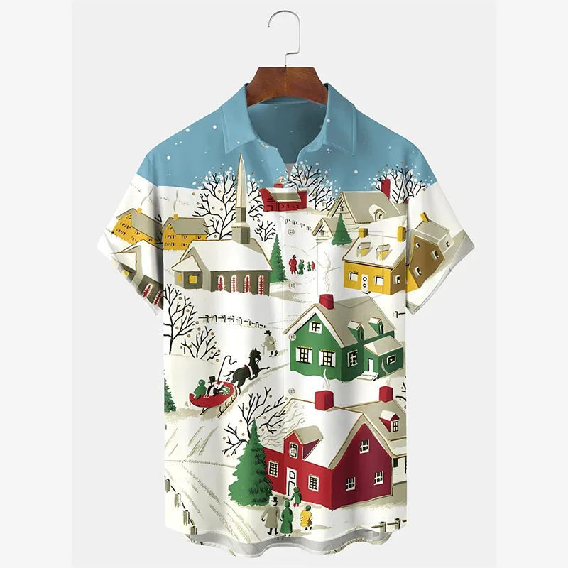 

Модная рождественская гавайская рубашка, одежда с Новым годом, снежинка, Санта-Клаус, рубашки с короткими рукавами и принтом, рождественская футболка с 3D-эффектом 2026