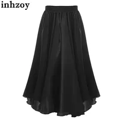 Kids Girls Belly Dancing Performance Costume Flamenco Spanish Paso Doble Ballroom Latin Tango Dance Chiffon 360° Maxi Skirt