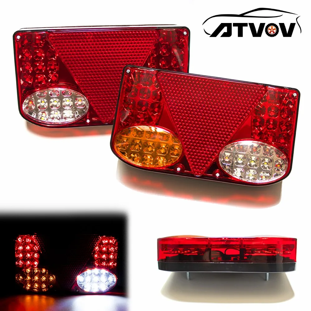 

ATVOV 12V 48 LED Car Truck Tail Light Taillight Rear Stop Brake Light Signal Lamp Indicator Waterproof Van Lorry Trailer Caravan