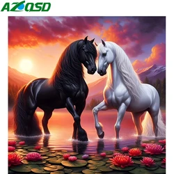 AZQSD Diamond Painting Full Drill Horse Animal Rhinestones Pictures 5d Diy Embroidery Sunset Mosaic Gift Cross Stitch Kits