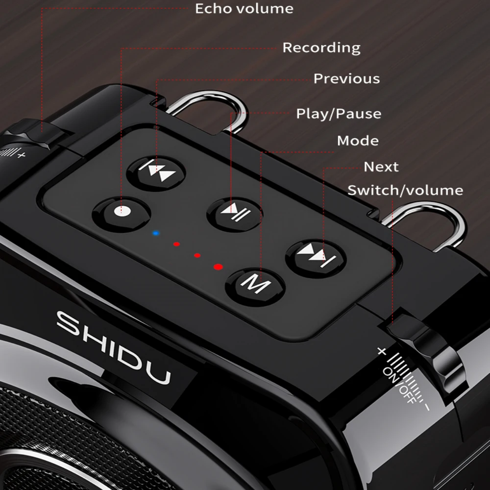 SHIDU S93 20 واط مضخم صوت لاسلكي محمول للمعلم مع ميكروفون UHF حزام مقاوم للماء DSP صوت سمّاعات بلوتوث