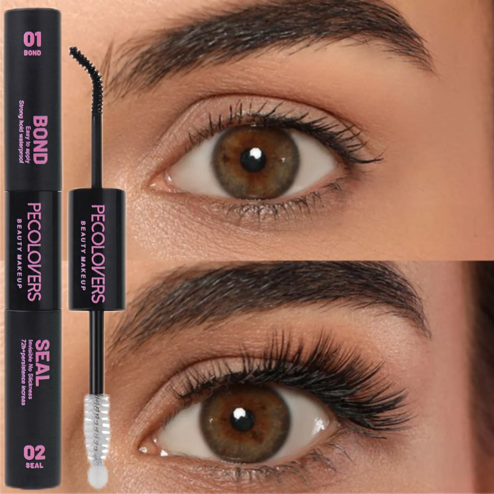1PC กันน้ํามาสคาร่าสีดํา Strong Hold Lash Bond และซีล, 2-in-1 Lash กาวสําหรับ DIY Cluster Lashes & ขนตา