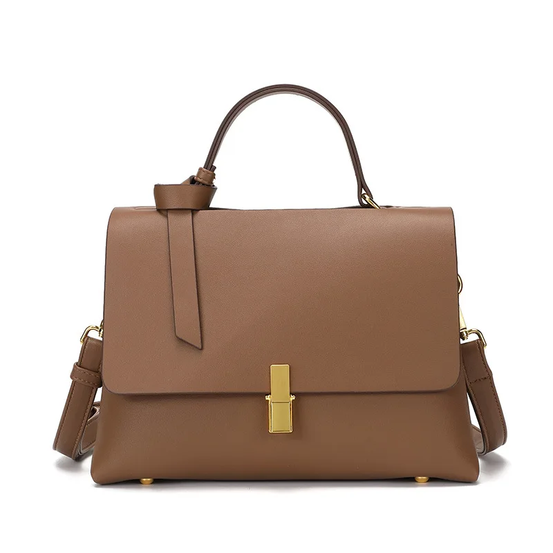 

Retro genuine leather women's handbag 2025 new trendy and simple shoulder bags Ins style lock underarm bag crossbody bag