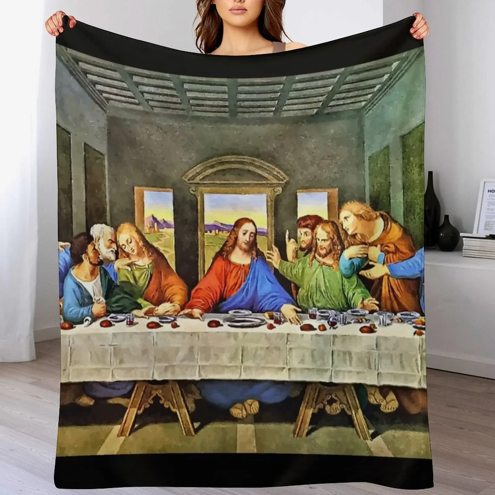 

Original Last Supper Painting Throw Blanket Warm Comfortable Blanket Gift for Parents Friends