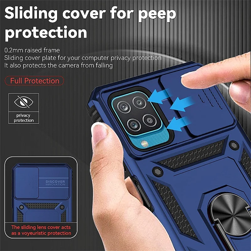 Para Samsung Galaxy A12 5G funda a prueba de golpes armadura anillo soporte cubierta para Samsung A12 4G A 12 GalaxyA12 protección de lente de cámara Fundas
