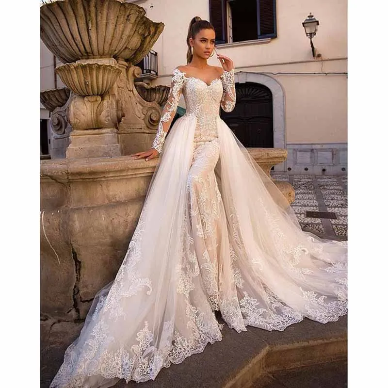 2024 Exquisite Wedding Dress Long Sleeveless appliques Detachable Train Organza Strapless Formal Occasion Elegant Bride Gown