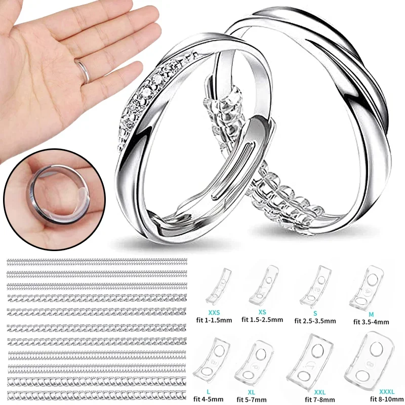 8-formaat transparante ringmaat Resizer PVC verborgen onzichtbare unisex losse ringen krimpt gereedschap verminderen maten passen op elke ring sieraden gereedschap