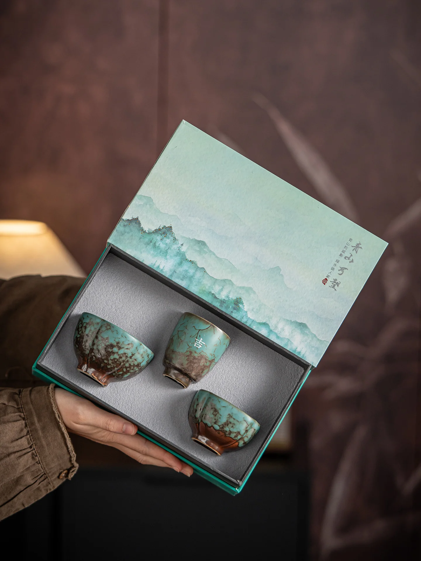 personal-cup-set-company-annual-meeting-anniversary-colleague-festival-gift-creative-gift-box-chinese-style-green-color