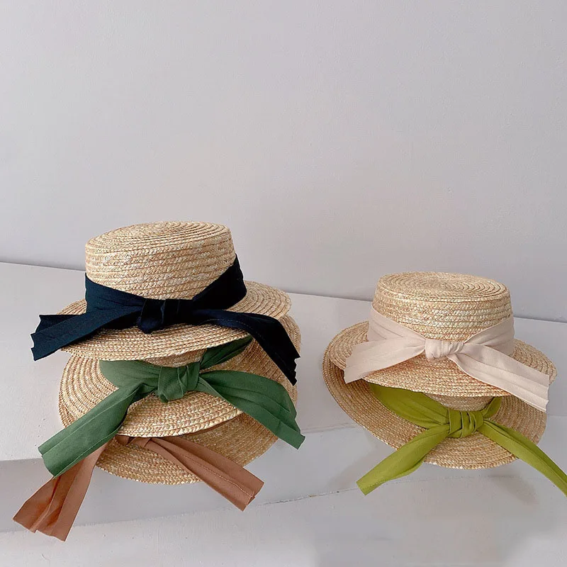 Korea Baby Straw Hat 2024 Kids Sun Hats Sun Protection Caps Children Panama Caps Kids Outdoor Travel Beach Caps