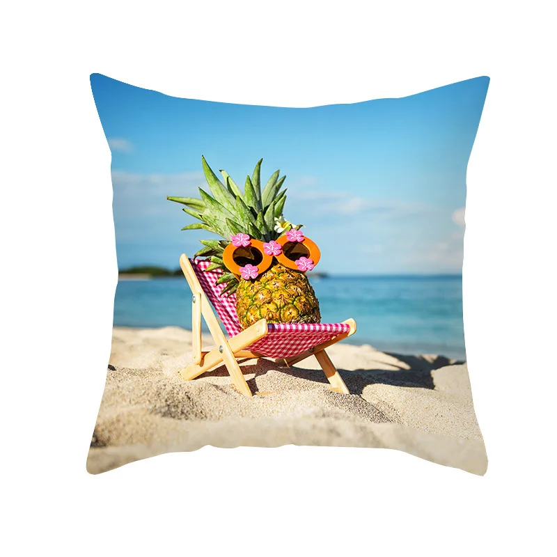 

Blue Pillow Case Summer Beach VacationStyle Printing Cushion Cover Seaside Hotel Sofa Decoration Bedding Back Pillowcase 45X45CM