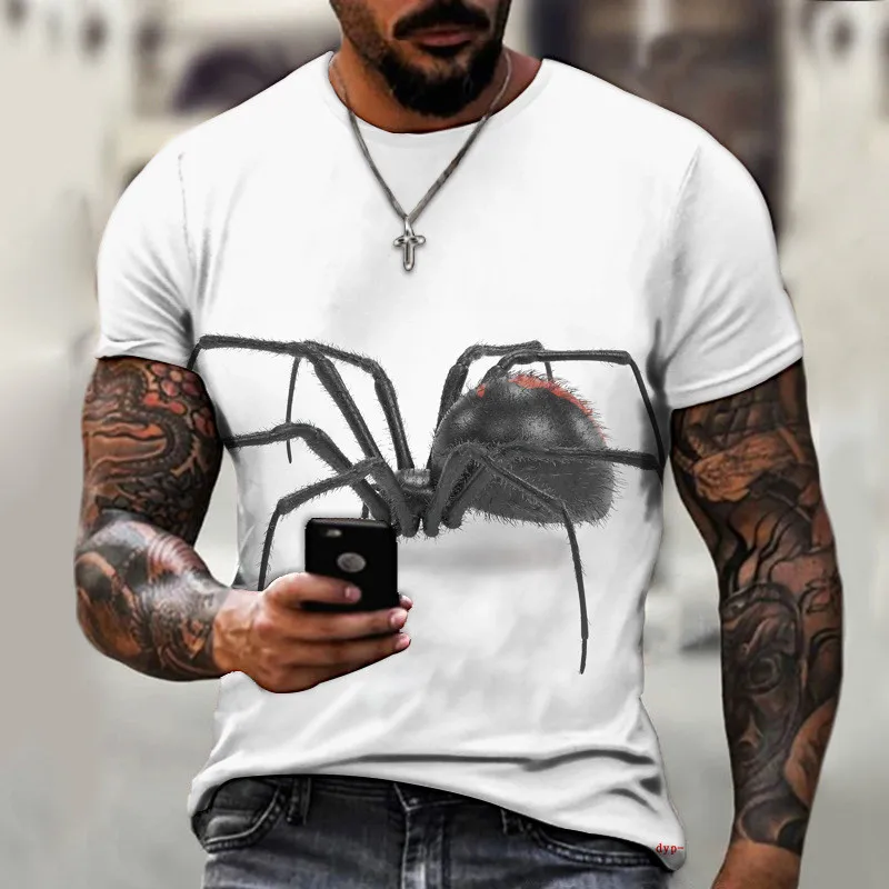 Spider Pattern Fashion T-Shirt For Men\'s 6XL Plus Size 3D Animal Printed Streetwear T Shirt Short Sleeve Hip Hop Summer Tops Tee