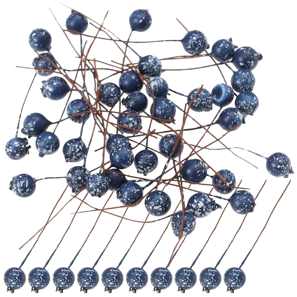 

100 Pcs Lifelike Foam Christmas Berry Picks Artificial Blueberry Stems Fake Fruit Decorations Festive Tree Branches Wreath