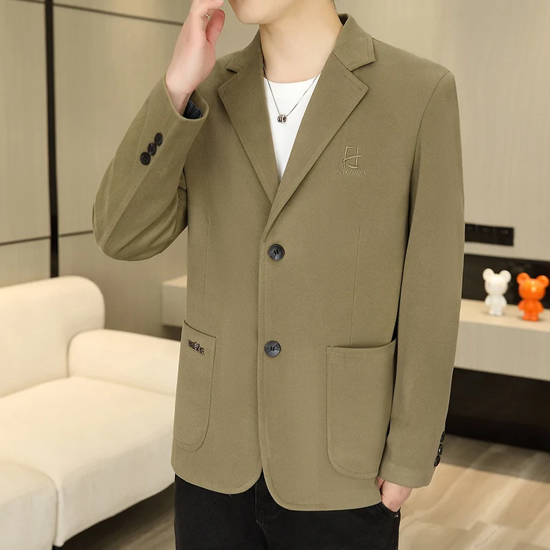 أسلوب بسيط للرجال سترة أساسية النبيذ الأحمر الأسود الكاكي القهوة Caramal اللون البدلة سترة الذكور مكتب الأعمال اليومية وتتسابق الملابس