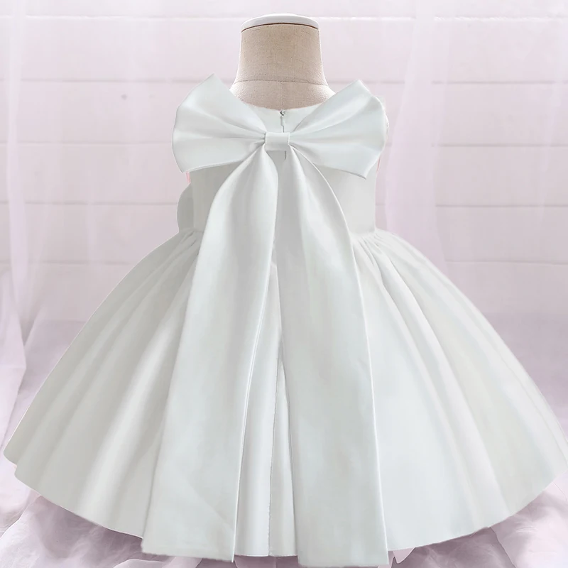 Baby Big Bow Dresses for Girls 2024 Solid Toddler Girls Birthday Princess Dress Elegant Kids Formal Prom Gown for 1 to 5 Year