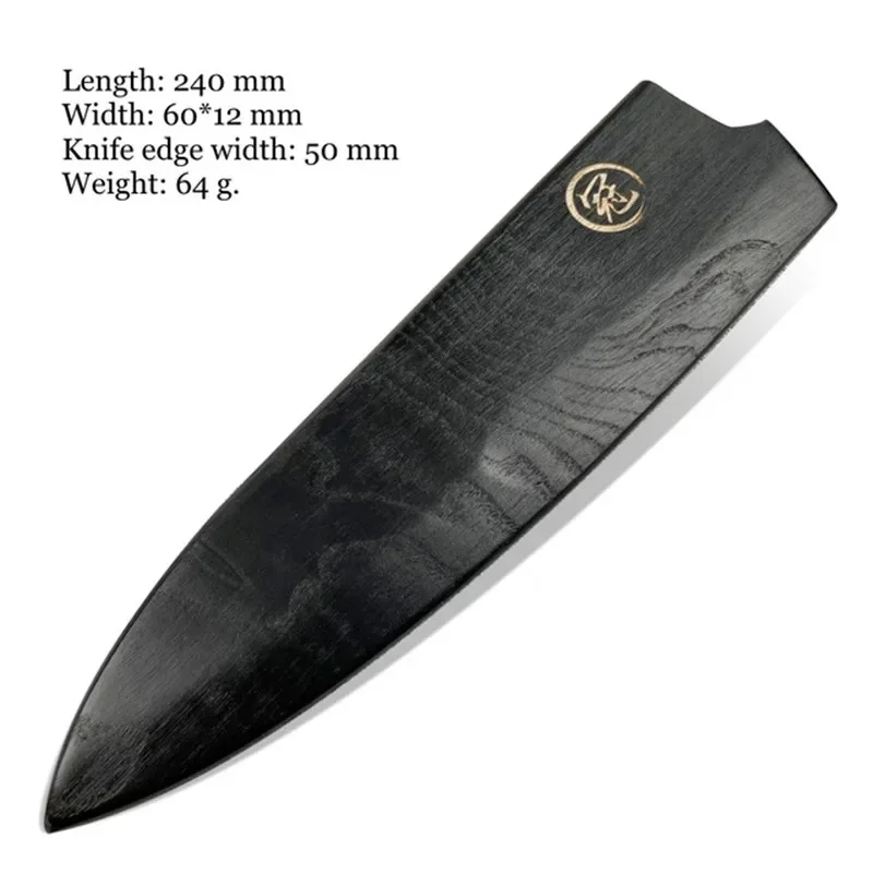 Handmade Black Wood Japanese Chef Knife Sheath Magnetic Knives Case Holder Protector Wooden Cover