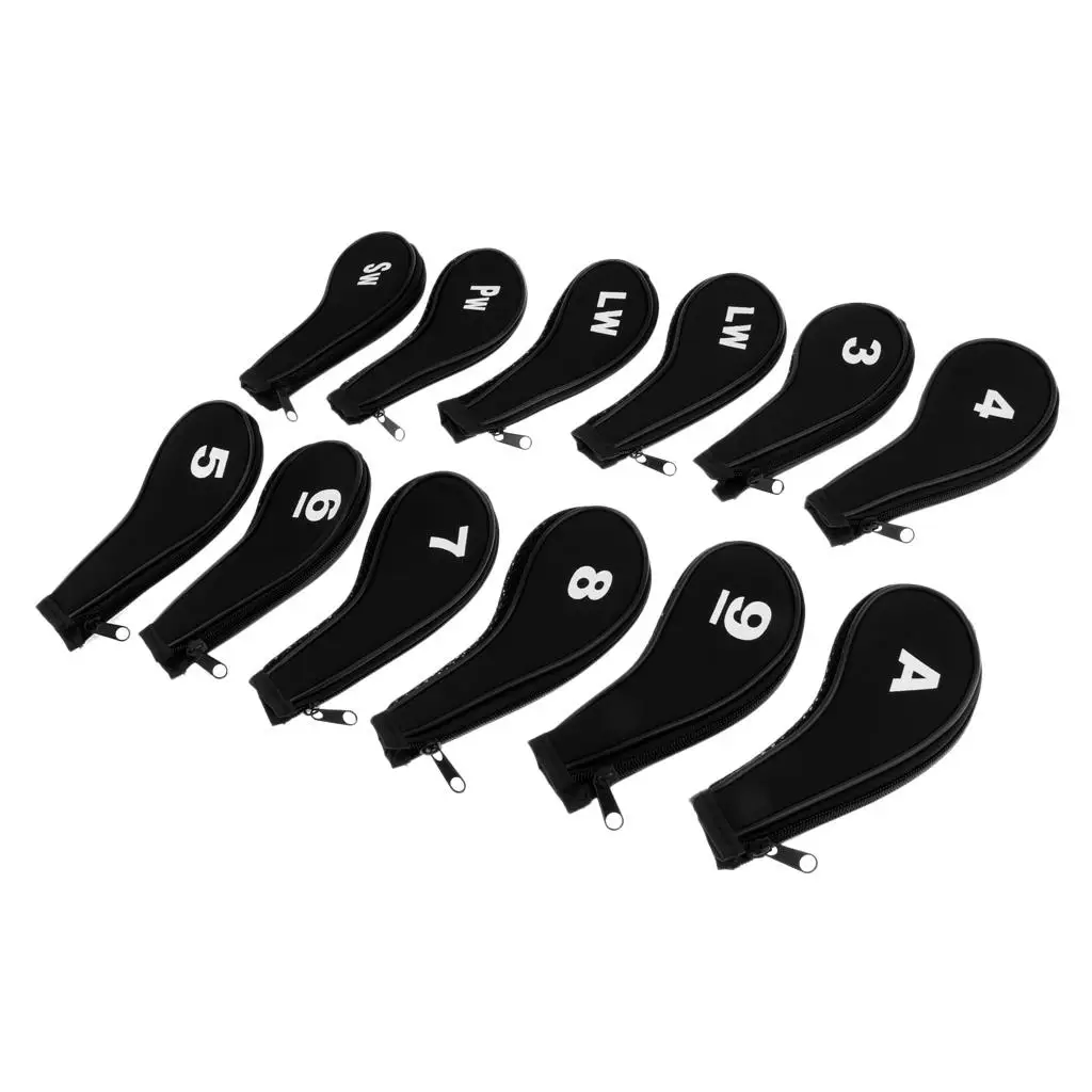 Set of 12 High Quality Golf Club Head Covers, Iron Sleeves And Zipper