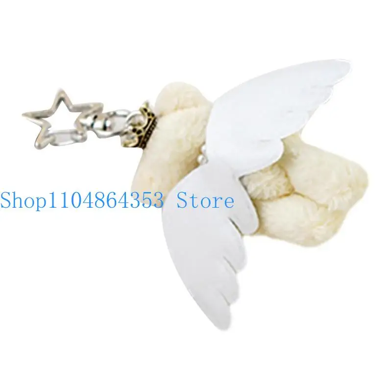 652F Angel Bear Keychain Pendant Stuffed Animals Charm for Bag Backpack Handbag