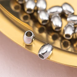20pcs Stainless Steel Loose Beads Big Hole Oval Spacer Bead for Jewelry Making DIY Findings