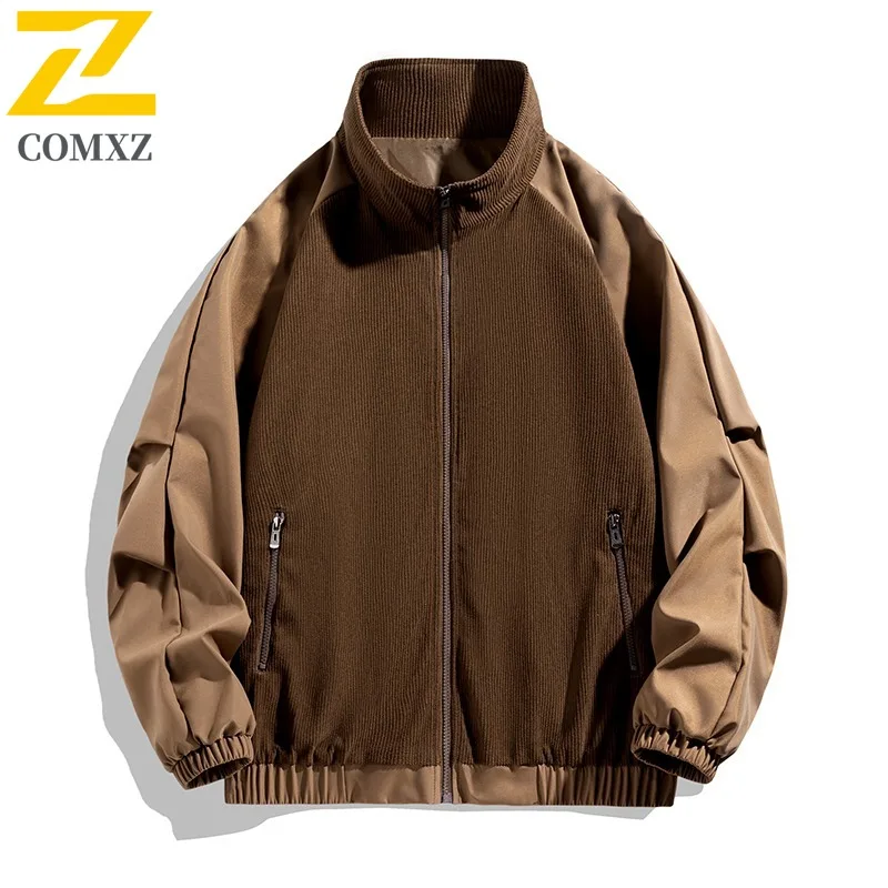 

COMXZ Men Jacket 2025 Corduroy Casual Loose Fit American Style Autumn Outdoor Travel Hiking Coat Lightweight Breathable Jacket