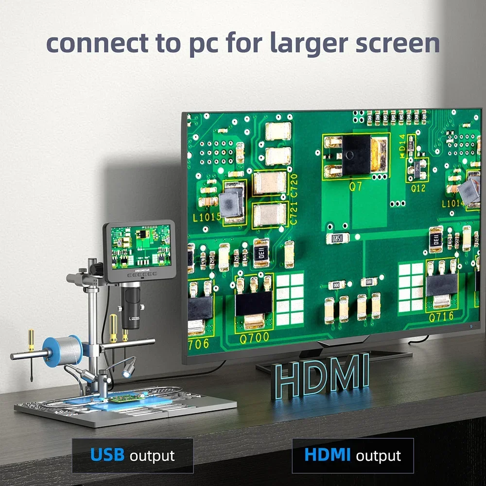 Andonstar 2024 New Trinocular 2000X UHD 2160P HDMI Digital Microscope AD246SM-Plus for PCB SMD Soldering for Phone Repair Tools