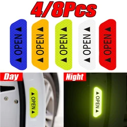 8Pcs/Set Car Open Reflective Stickers Tape Warning Mark Night Driving Safety Lighting Luminous Decor Auto Door Stickers Decal