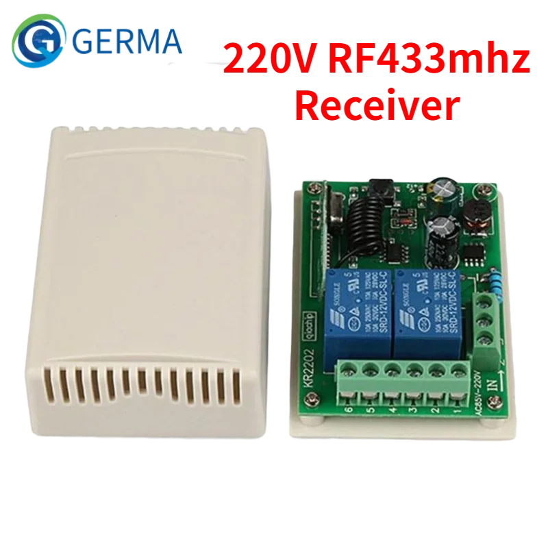 GERMA 433Mhz Uniwersalny bezprzewodowy przełącznik zdalnego sterowania AC 250V 110V 220V 2CH Odbiornik przekaźnikowy