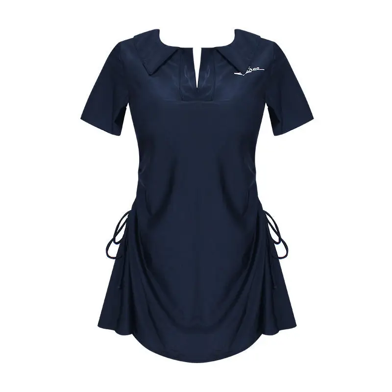 بدلة سباحة جديدة مقاس كبير لعام 2024، ملابس رياضية نسائية بدون أكمام، تانكيني حراري للسبا بأكمام قصيرة، تنورة منفصلة