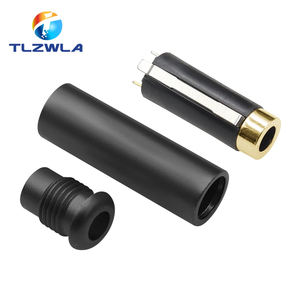 3.5mm 4Poles Stereo Female Plug Jack Connector Gold Plated Audio Soldering DIY Type Connector