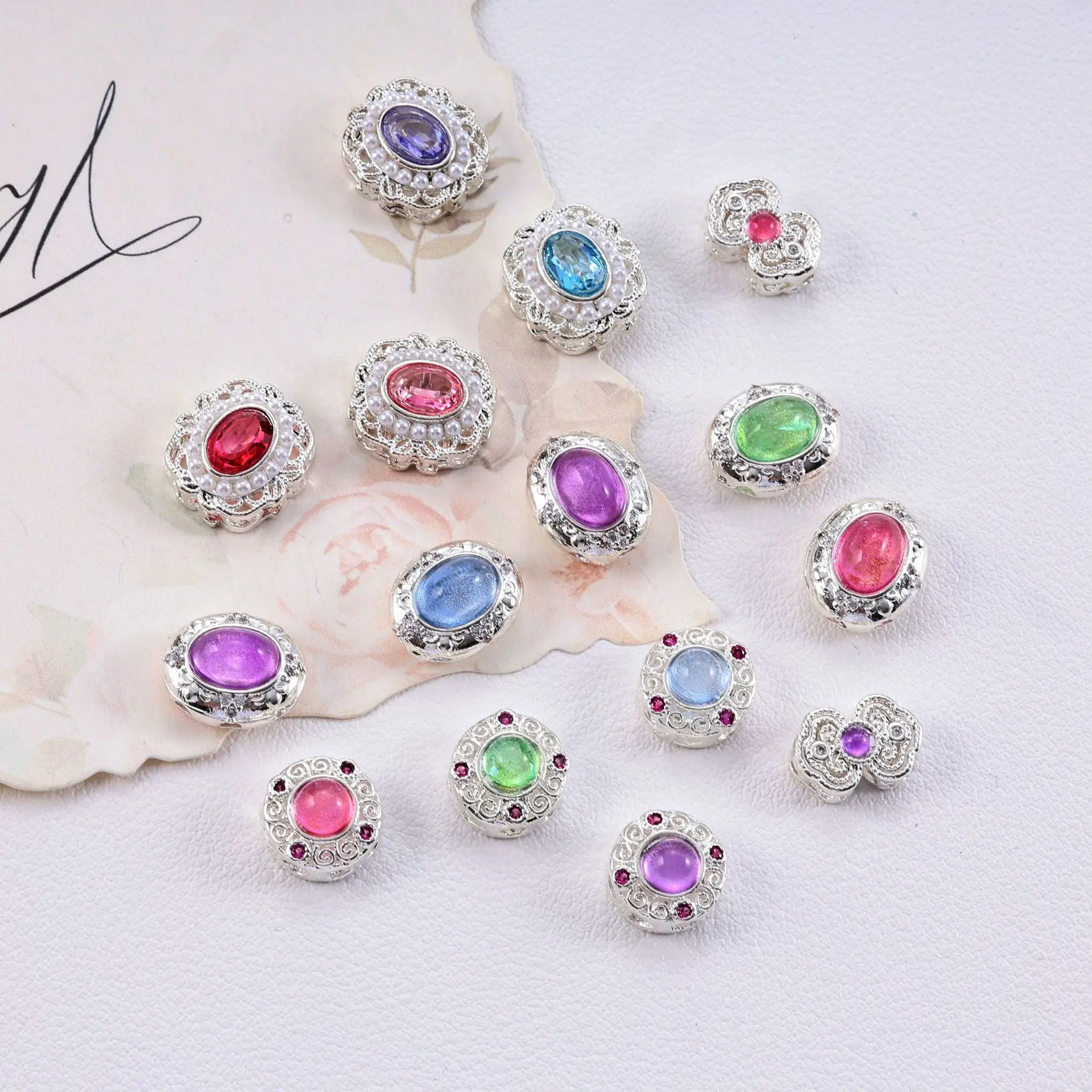 5pc Copper Plated Silver Multi-pass Inlaid Colored Zirconium Magic Box Diy Bracelet Necklace Beaded Jewelry Accessorie Wholesale