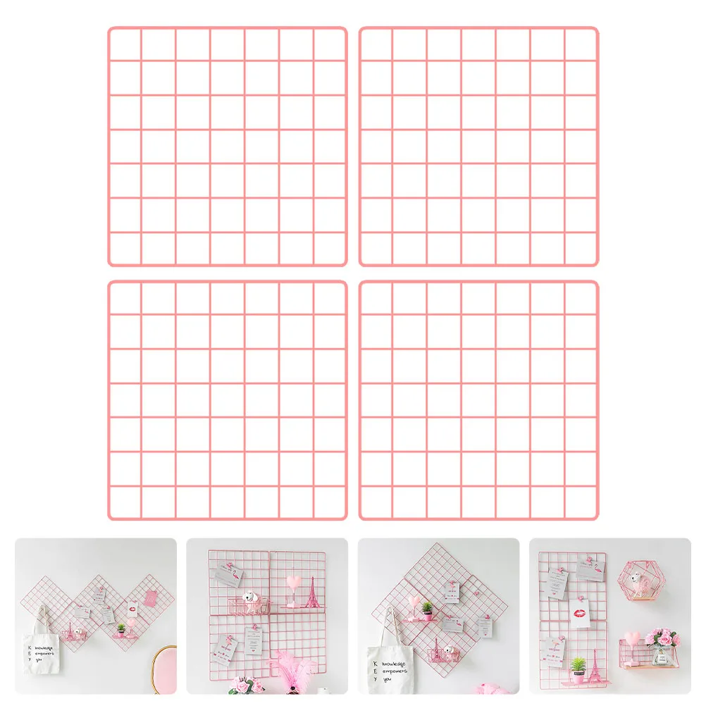 

4 шт. розовая железная сетка фото Настенный декор легкий подвесной фон домашняя вечеринка кафе магазин сетка орнамент фотографии органайзер