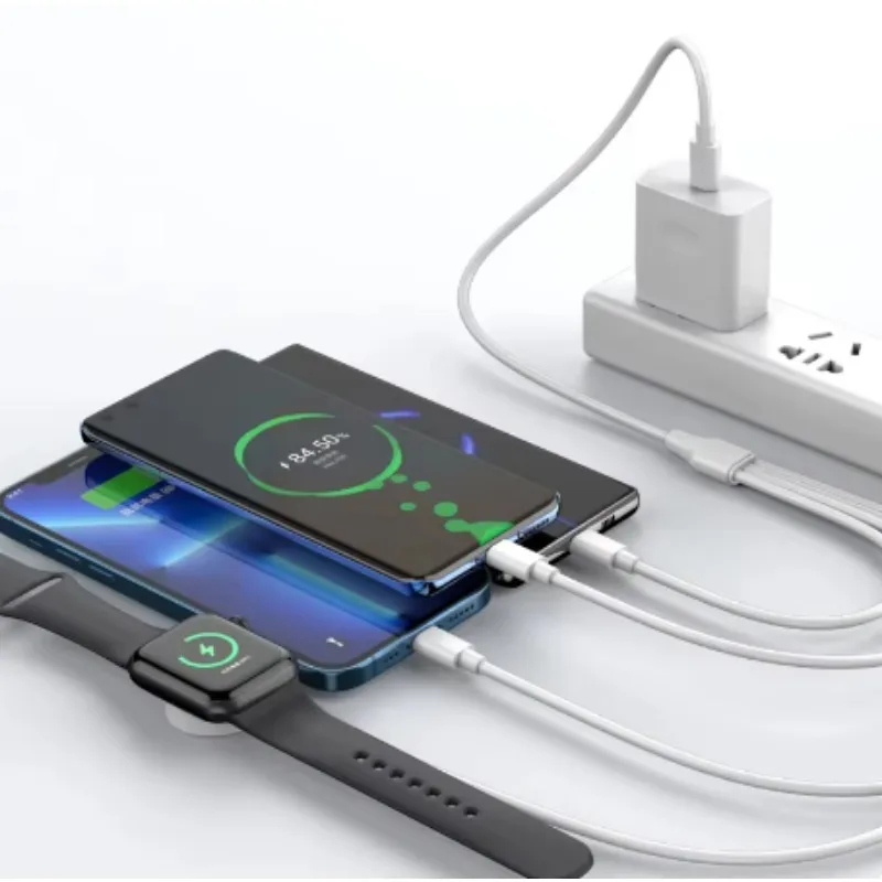 Cabo de Carregamento 4 em 1 USB/Type-C PD - متوافق مع iPhone 14، Android، Apple Watch e iWatch