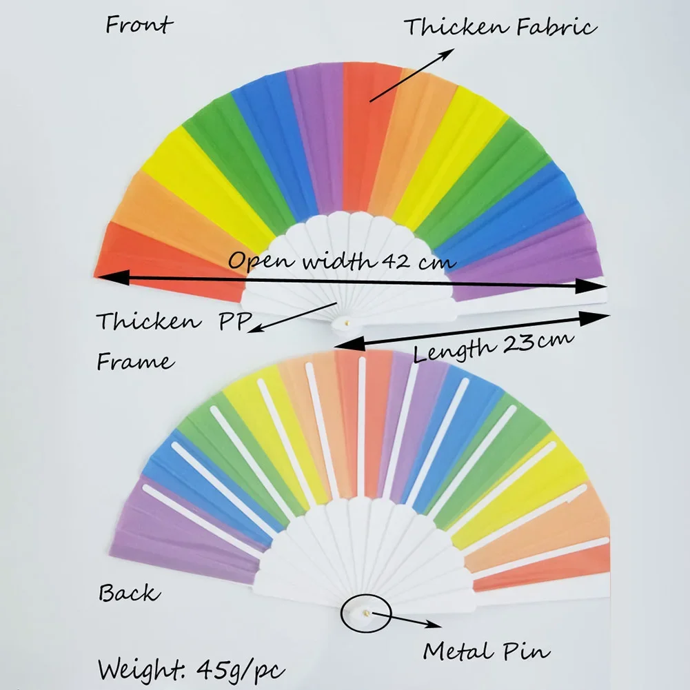 装飾的な折りたたみ式レインボーファン,ダンスパーティー用品,古典的な結婚式の好意,中国の用品,ホームパーティー,21cm, 23cm, 1個