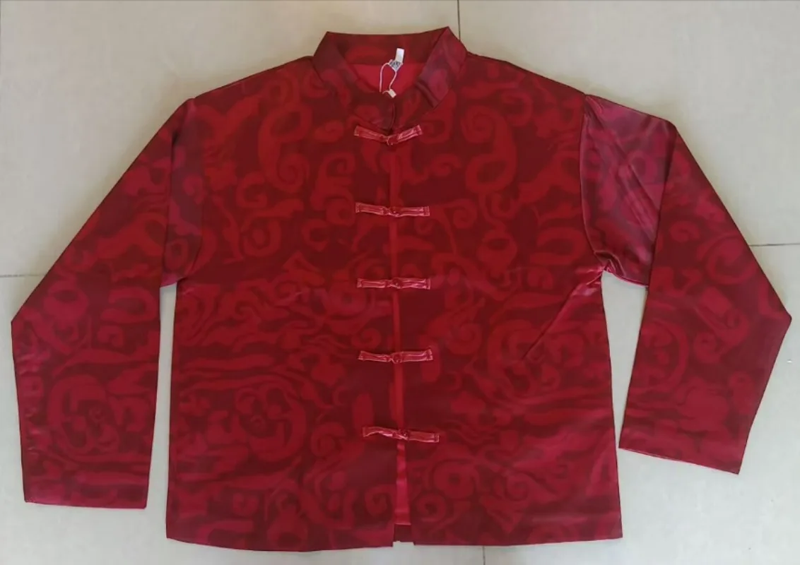 Jesienna Nowa Luźna Damska Kurtka w Chińskim Stylu Buddyjska Retro Klamra Płaszcz Damski Ekskluzywny Czerwony Nadrukowany Top Uniwersalny