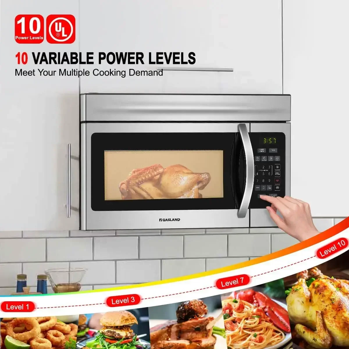 

GASLAND 1.6 Cu.Ft. Over the Range Microwave Oven, 30 Inch 1000 W Microwave Over the Range, OTR1603S 300 CFM Over