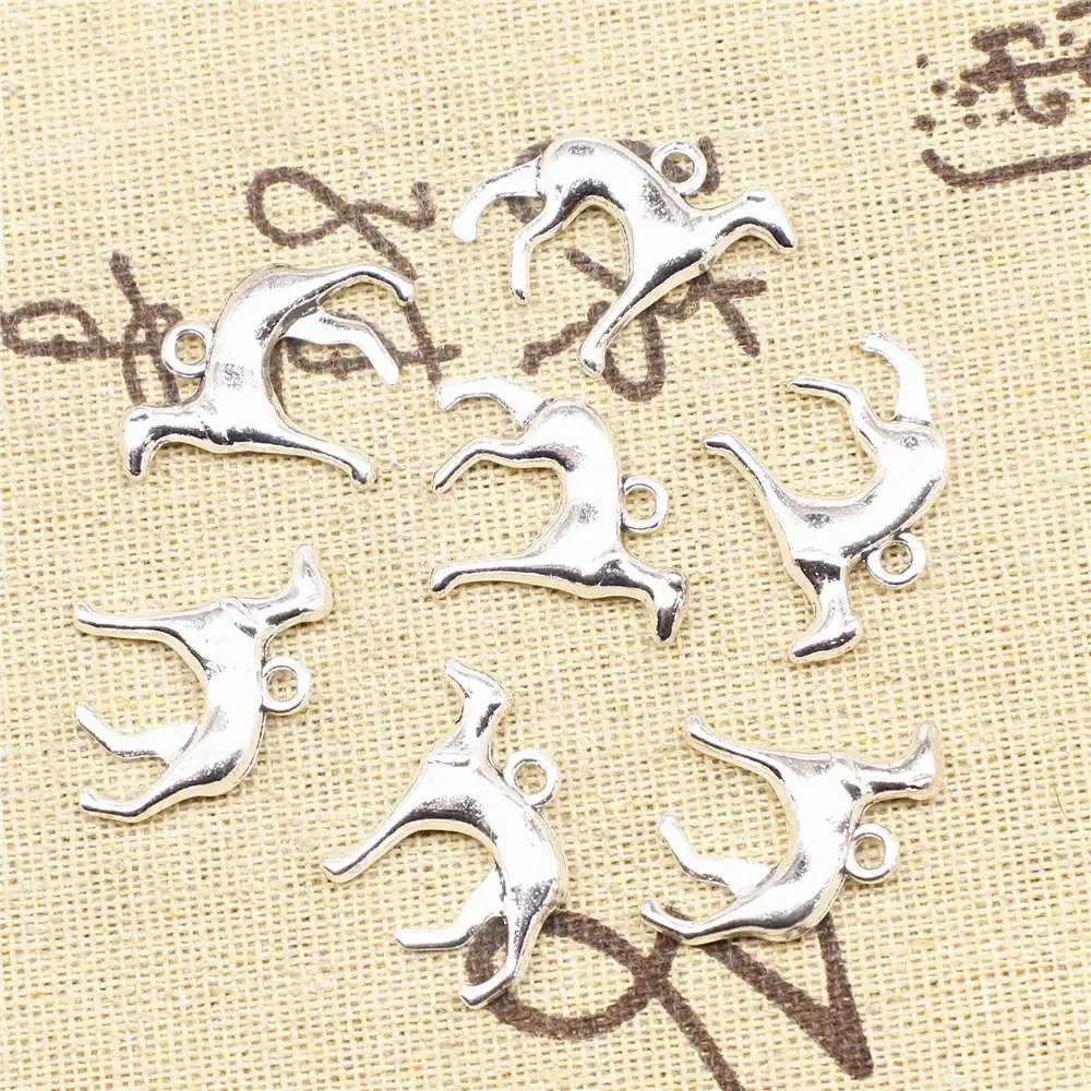 Jewelri Make Art Crafts Diy Charms Dog Antique Silver Color Pendant For Jewelri 19x20mm 5pcs