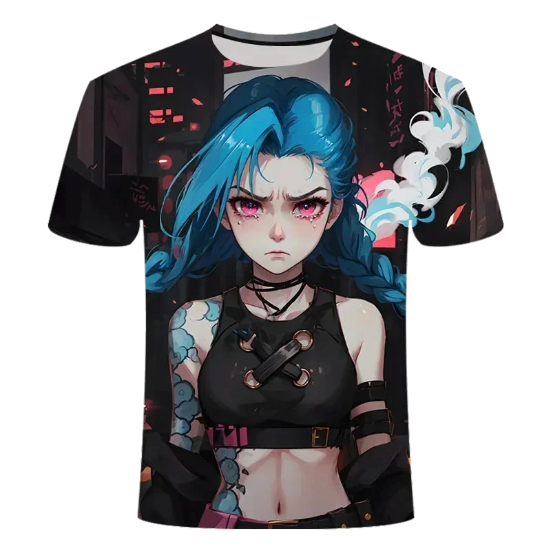 Popular Arcane League Jinx T-shirts 3D Print Men/Women Adult Anime T shirt Fashion Harajuku Cartoon Tees Kids Y2k Tops Clothing