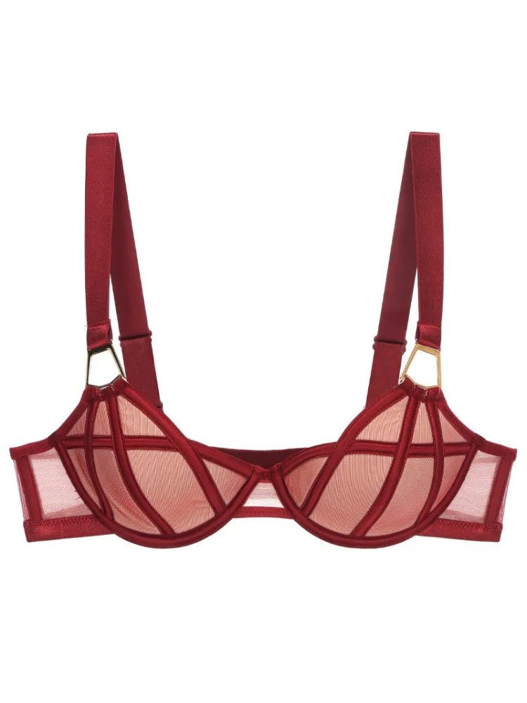

BANERDANNI French Lingerie Set Women's Anti-Sag Adjustable Push-Up Bra & Panty Small Bust Thin Fall/Winter Pink Underwear