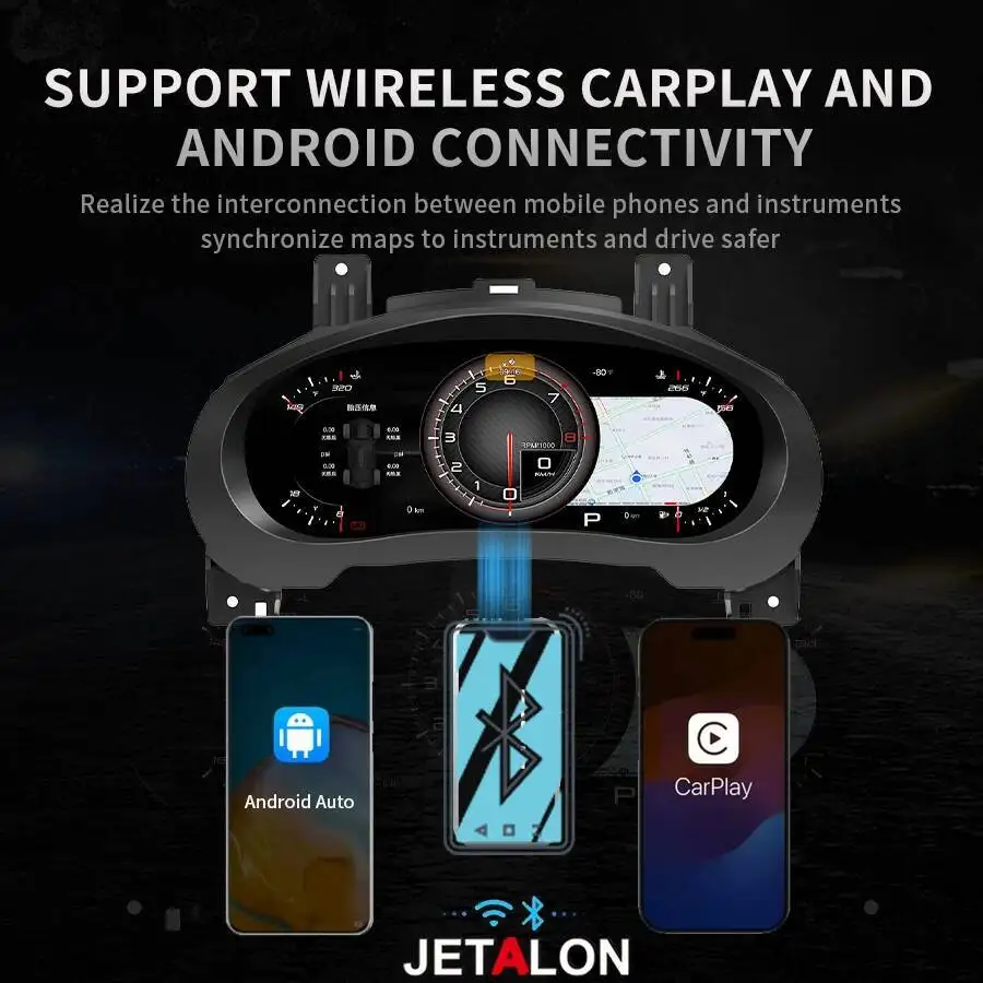 لكاديلاك XTS 2013-2018 لوحة القيادة الرقمية LCD لوحة العدادات عداد السرعة العنقودية Carplay الظاهري قمرة القيادة مقياس سرعة الدوران 12.3" #6