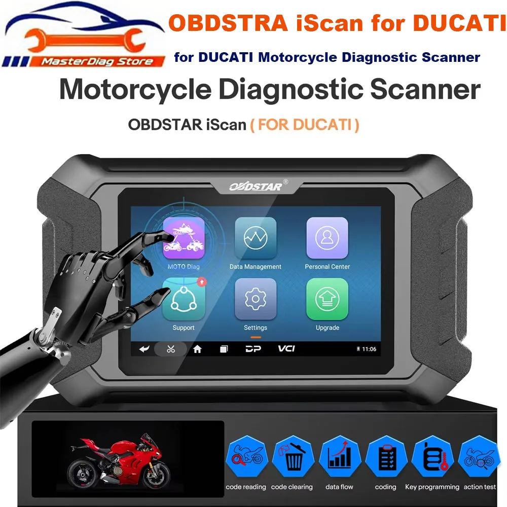 2026 OBDSTAR IScan for DUCATI Motorcycle Diagnostic Scan Tool and Key Programmer Service Light Reset Supports for Ducati till