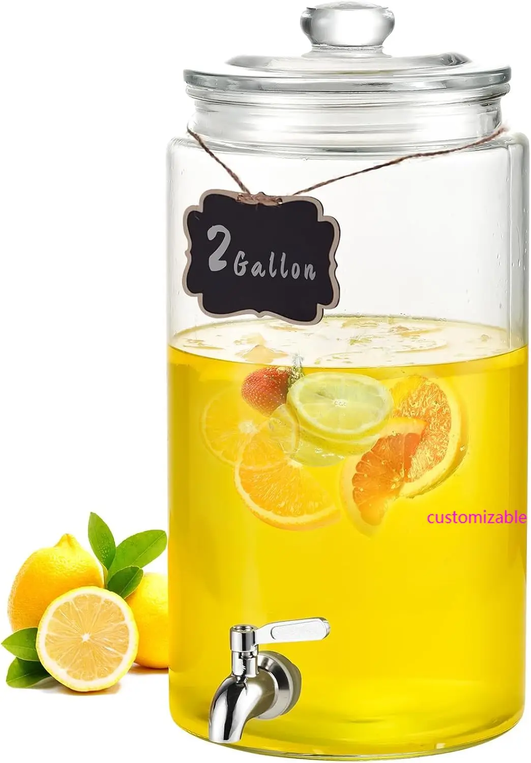 

Beverage Dispenser,2 Gallon Drink Dispensers for Parties,Glass Juice Dispenser with Stainless Steel Spigot,Juice Water Dispenser