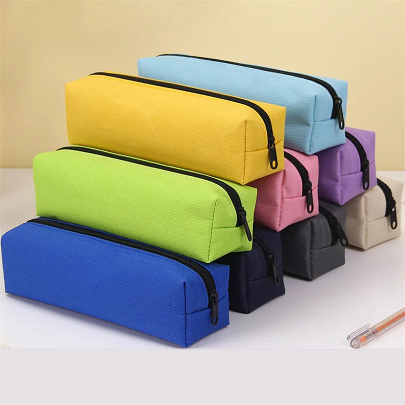 

22CM Candy Color Cosmetic Bags Pencil Case Square Oxford Simple Small Fresh Pencil Bag Make Up Bag
