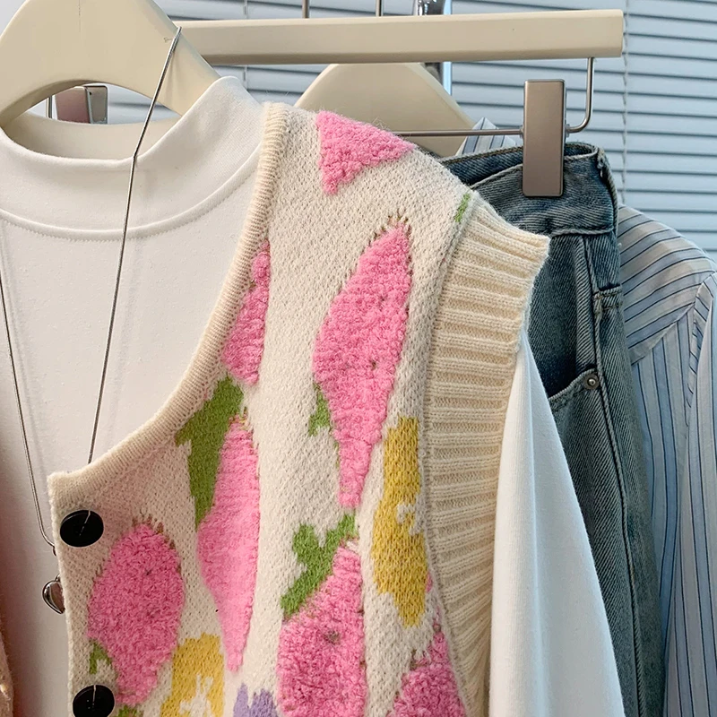 Faionable Herbst Winter Offene Strickjacke Weste Svel Gestickte Lose Dünne Sle Koreanische Sle Ci Pendeln Damen Pullover