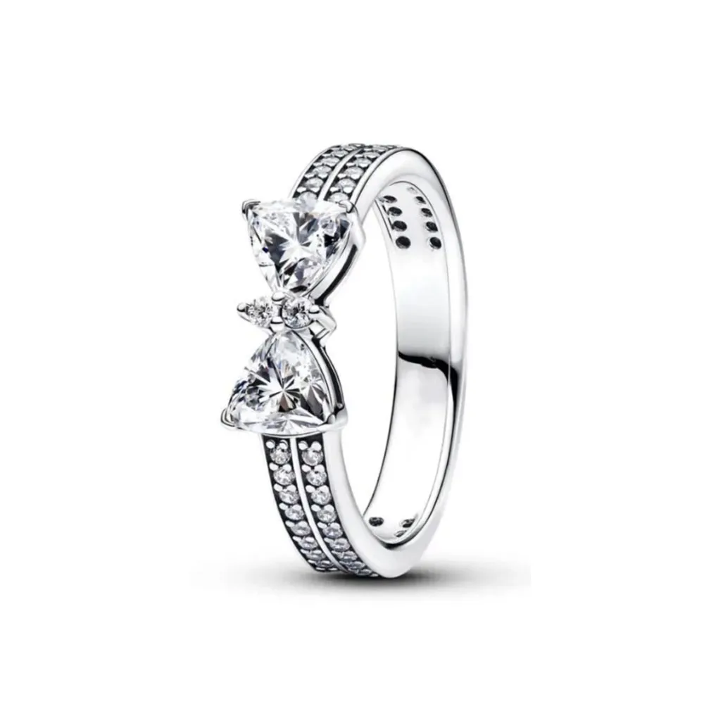 خاتم نسائي من الفضة الإسترليني عيار 925 وقوس على شكل قلب، أكثر ملاءمة لإكسسوارات الزفاف الكريستالية الأصلية لعيد الحب