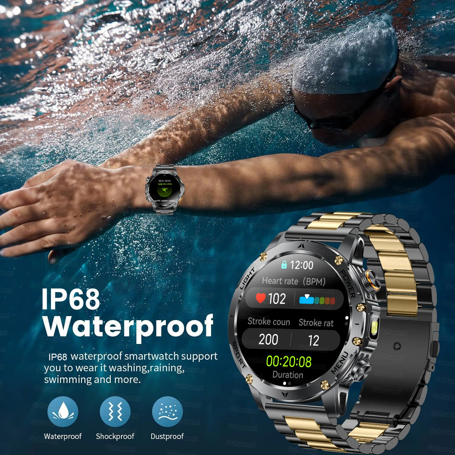 2025 novos homens militares trex3 1000mah bateria relógio inteligente ao ar livre 1.7 polegadas hd à prova dwaterproof água lanterna led bluetooth chamada smartwatch
