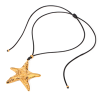 Youthway Statement Metal Big Vintage Threaded Starfish Pendant Rope Necklace Gold Color Waterproof Chic Jewelry Summer Gift