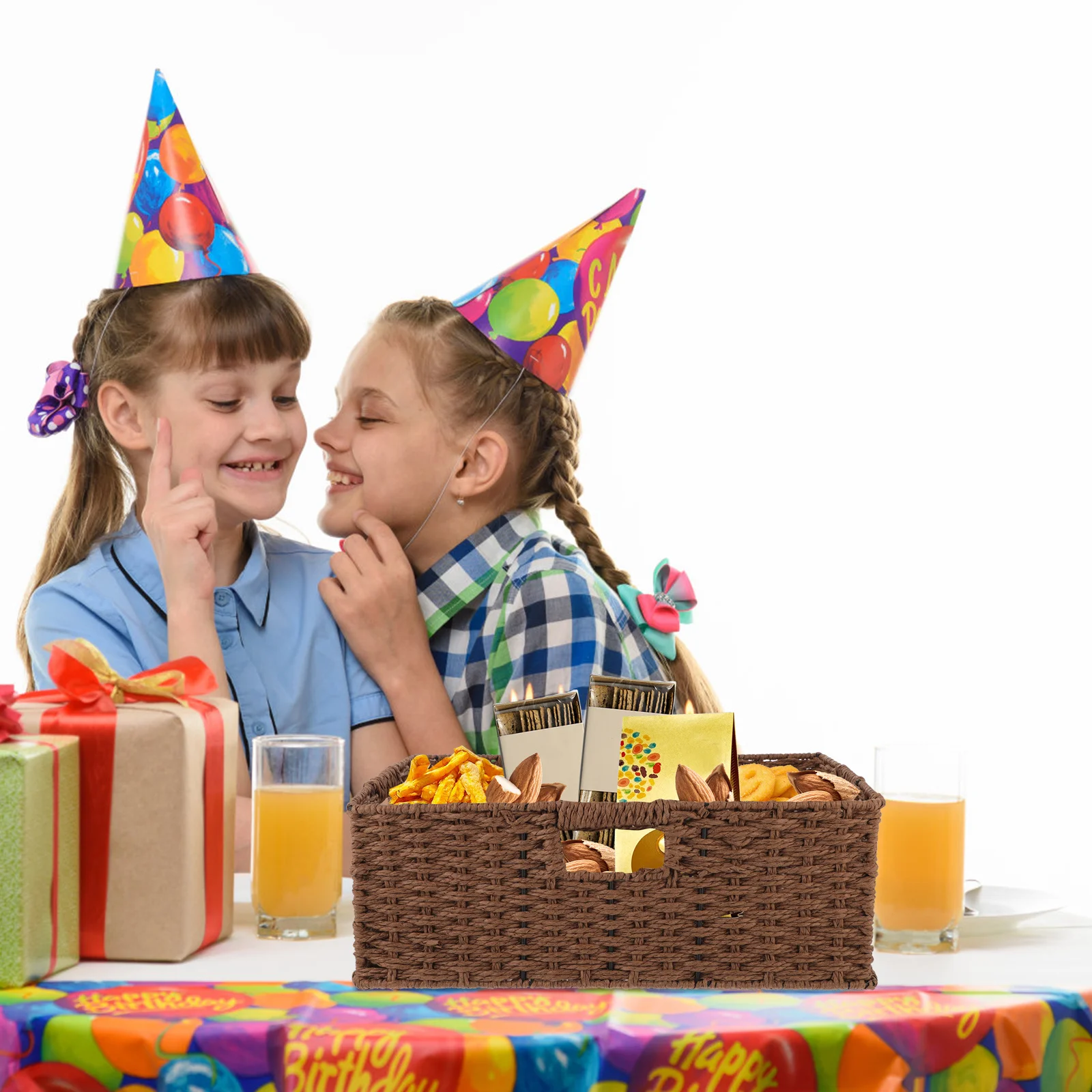 

1Pcs Woven Snack Basket Premium Material Storage Basket for Home Office Desktop Fruit Bread Bread Holder