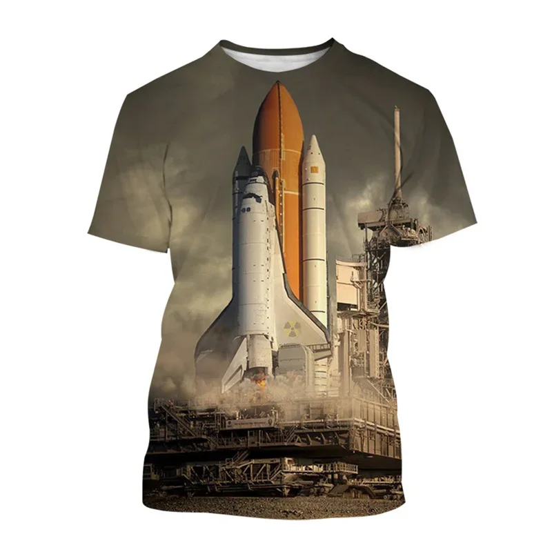 3D Printed Space Shuttle T-shirt for Men Personality Rocket Spacesuit Graphic T Shirt Street Summer Short Sleeves Children Tees