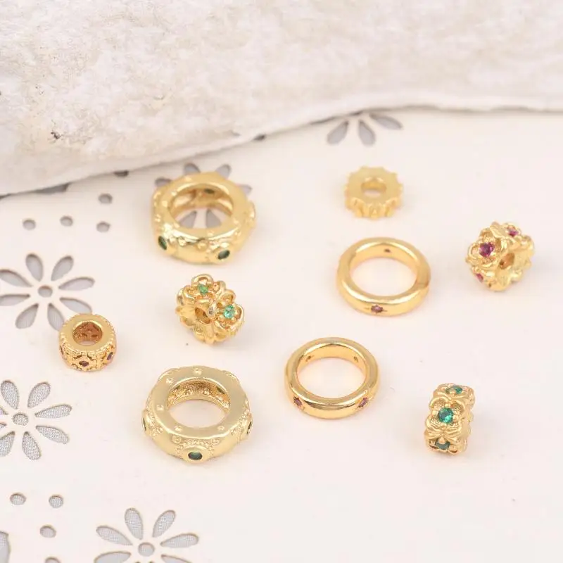 

Vintage Gold Spacer Beads 5/10Pcs-MicroSet Zircon Accents for DIYJewelry,Antique Style Spacers for Bracelet and NecklaceCrafting