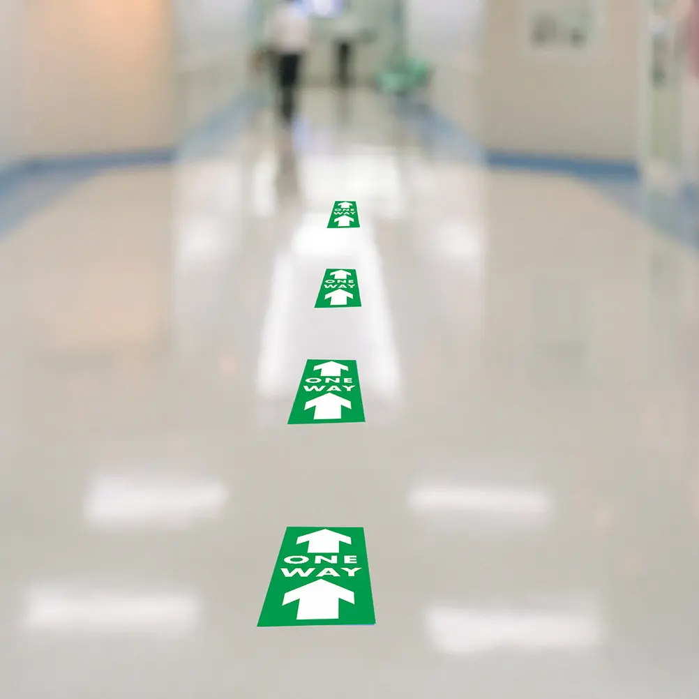 5Pcs Arrow Floor Decals Waterproof Adhesive One Way Floor Signs for Traffic Flow Warehouse School Social Distance Safety