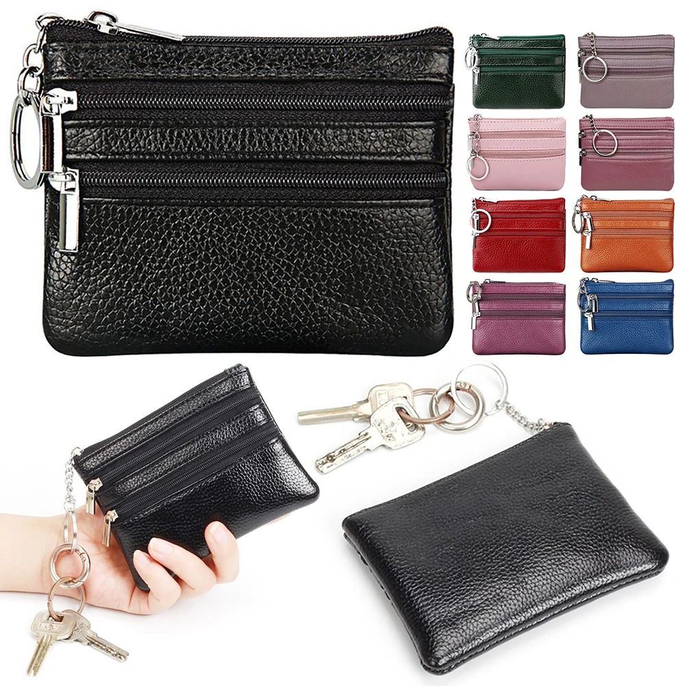 2023 New PU Leather Money Coin Purse Waterproof Wear-resistant Credit Card Holoder Zipper with Key Ring Pocket Purse Women